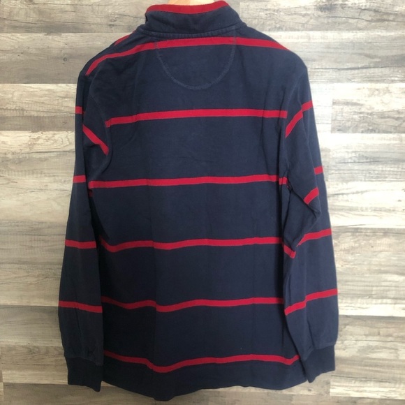 Vintage Izod Navy and Red Striped Rugby Shirt Sweater Small - Picture 7 of 9